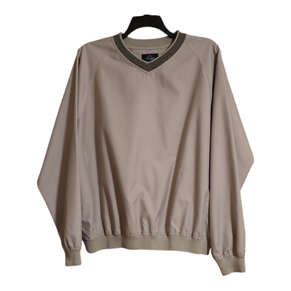 Golf pullover jacket large mens by Ivy Crew khaki color polyester ribbing